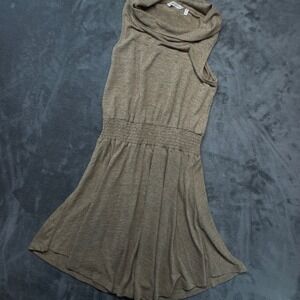 Soft‎ Surroundings Sleeveless Cowl Neck Knit Dress Beige PXS Petite Extra Small
